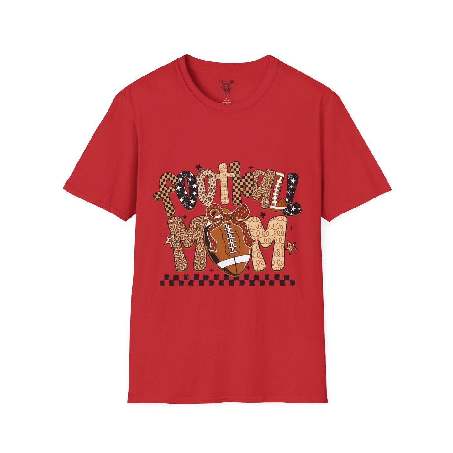 Football Mom T-Shirt, Casual Tee for Football Moms, Great for Game Day, Sports Mom Gift, Comfortable Softstyle Shirt