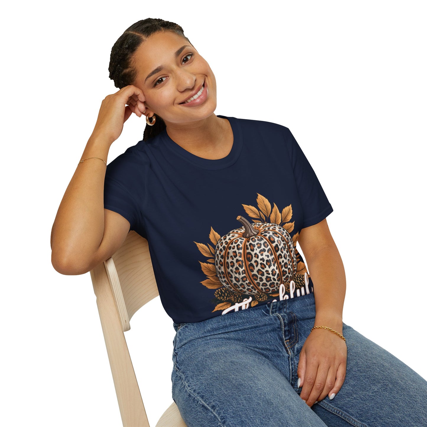Thankful Leopard Print Pumpkin T-Shirt