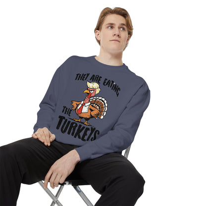 Thanksgiving Trump Humor Sweatshirt - Unisex Garment-Dyed