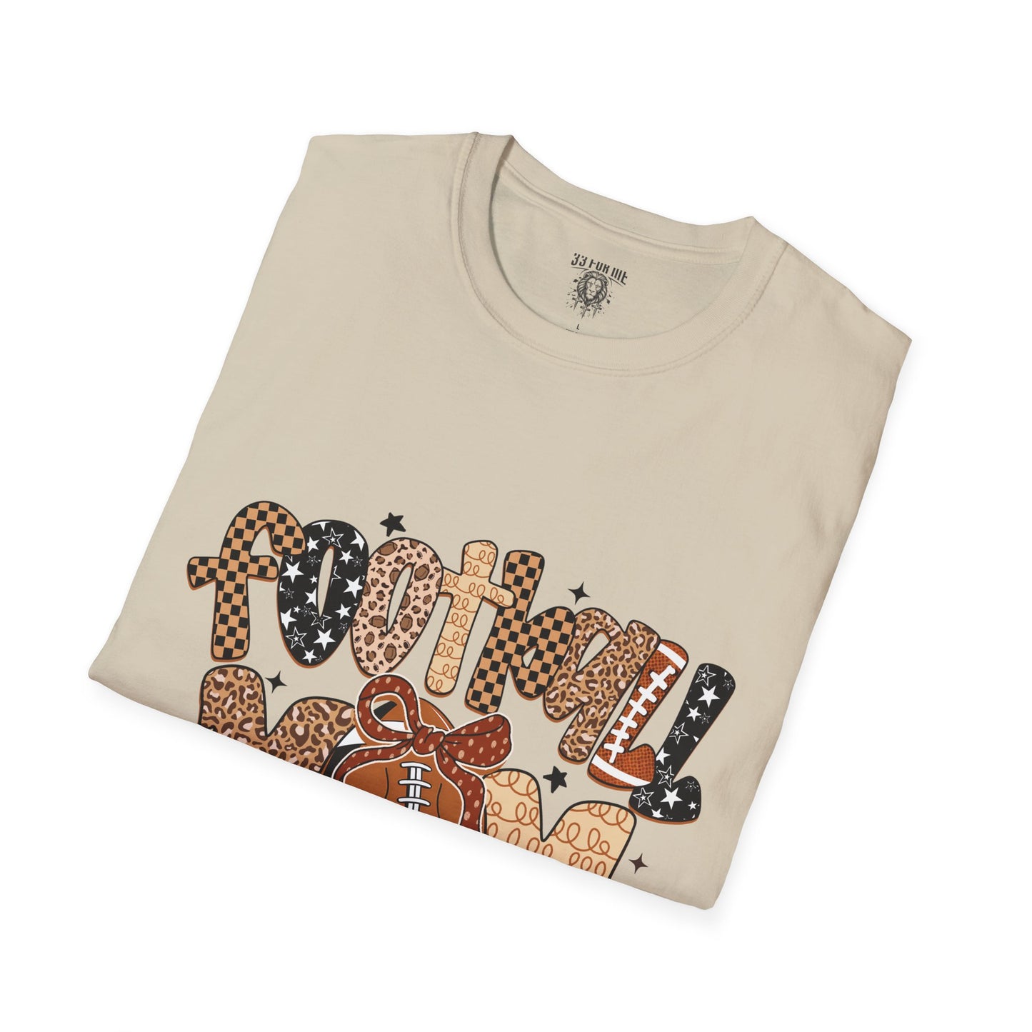 Football Mom T-Shirt, Casual Tee for Football Moms, Great for Game Day, Sports Mom Gift, Comfortable Softstyle Shirt