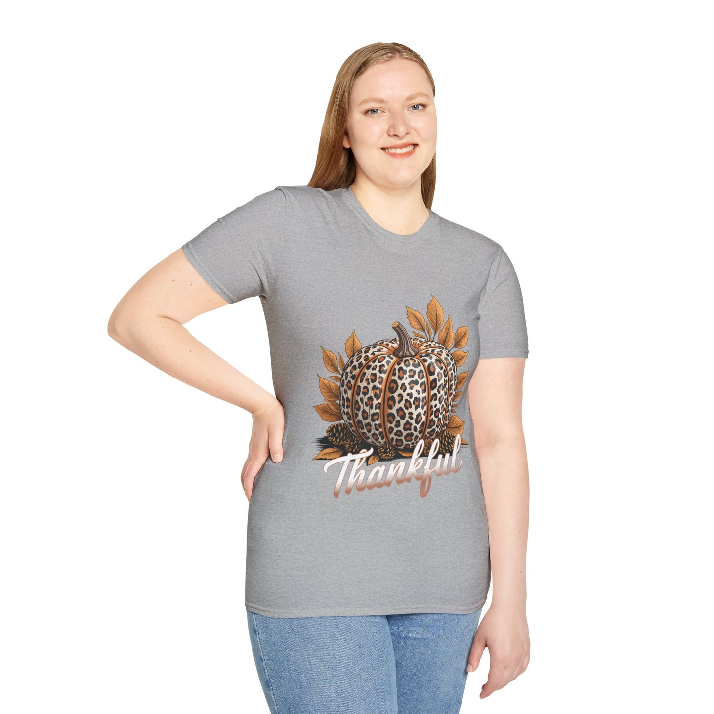 Thankful Leopard Print Pumpkin T-Shirt