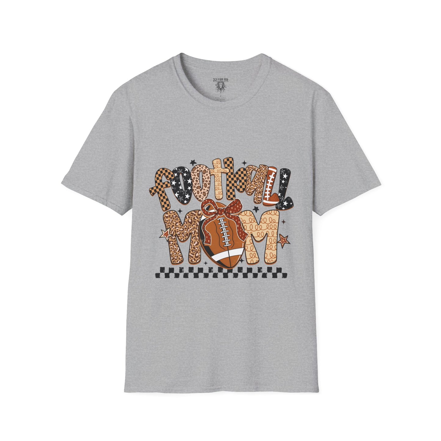 Football Mom T-Shirt, Casual Tee for Football Moms, Great for Game Day, Sports Mom Gift, Comfortable Softstyle Shirt