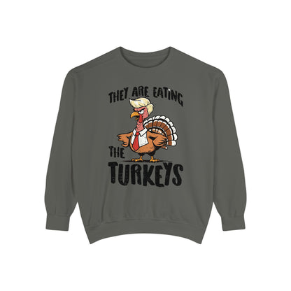 Thanksgiving Trump Humor Sweatshirt - Unisex Garment-Dyed