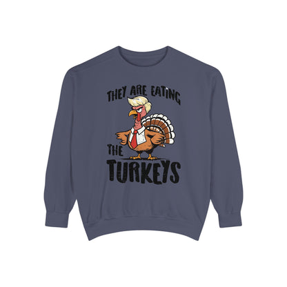 Thanksgiving Trump Humor Sweatshirt - Unisex Garment-Dyed