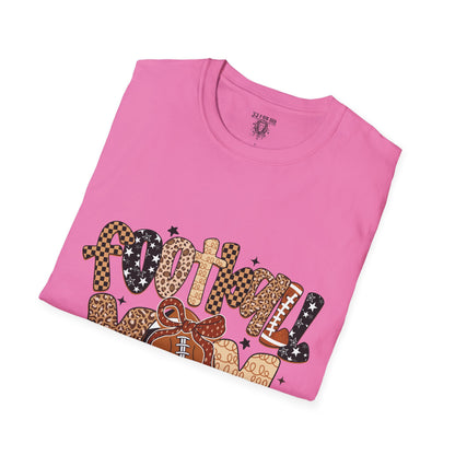 Football Mom T-Shirt, Casual Tee for Football Moms, Great for Game Day, Sports Mom Gift, Comfortable Softstyle Shirt