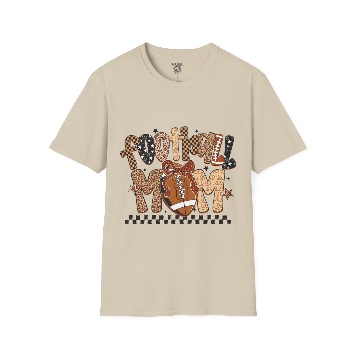 Football Mom T-Shirt, Casual Tee for Football Moms, Great for Game Day, Sports Mom Gift, Comfortable Softstyle Shirt