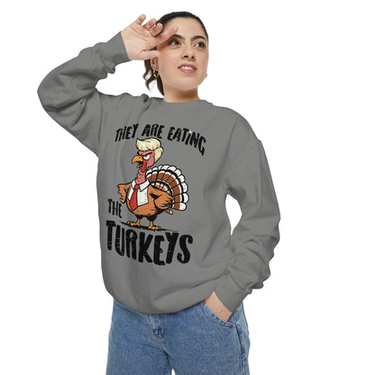 Thanksgiving Trump Humor Sweatshirt - Unisex Garment-Dyed
